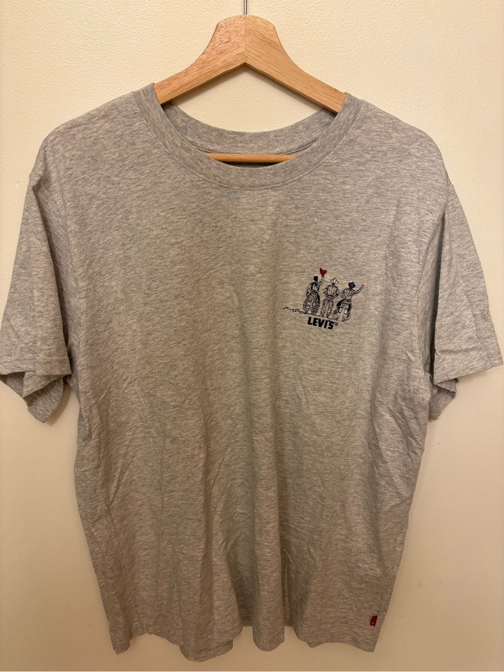 Levi's Men's Gray Cowboy stitched graphic Crewneck T-Shirt